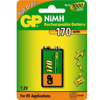 GP 9v RECHARGEABLE 170 MAH BATTERIE