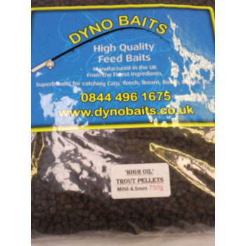 HIGH OIL 4.5mm Mini TROUT PELLETS ( DYNO BAITS ) 750g